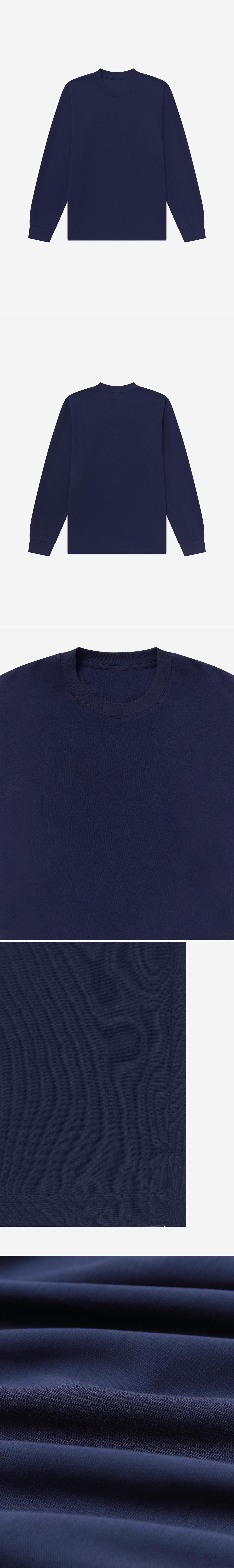 LS_NAVY_TEE - Flat Lay - 5 x Shots - Front + Back + Detail A + Detail B + Detail C