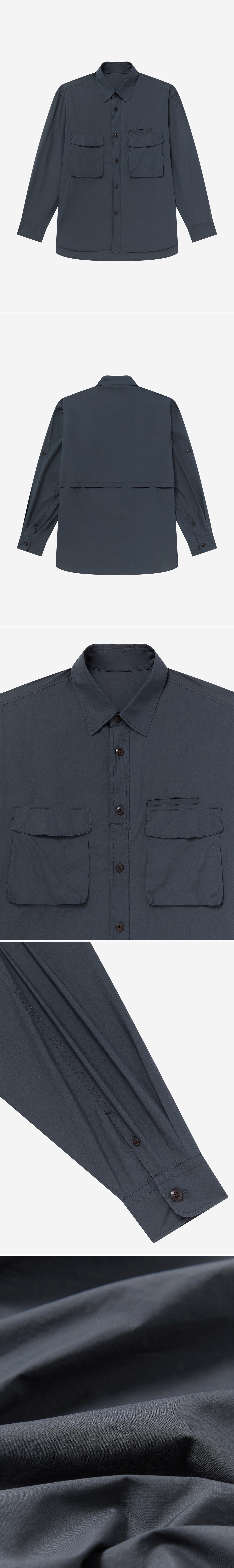 POCKET_SHIRT - Flat Lay - 5 x Shots - Front + Back + Detail A + Detail B + Detail C