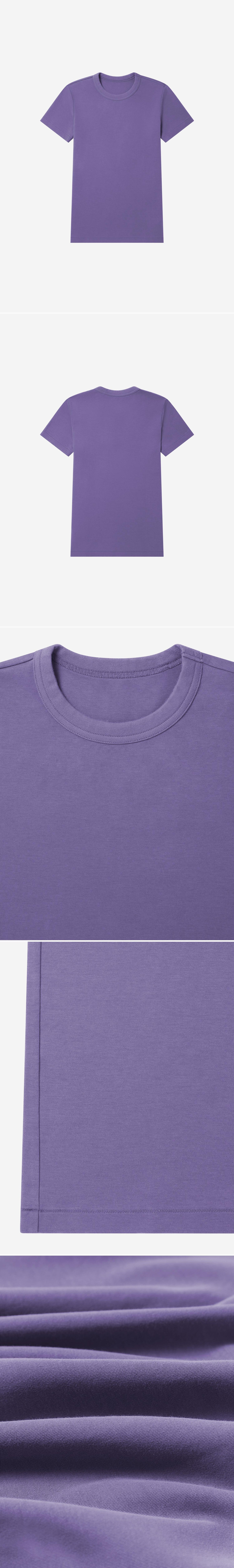 PURPLE_TSHIRT - Flat Lay - 5 x Shots - Front + Back + Detail A + Detail B + Detail C