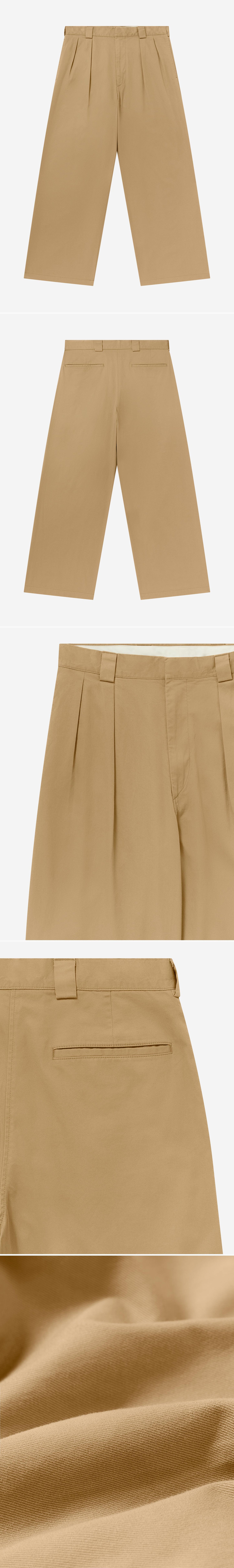 TAN_WIDELEG_TROUSER - Flat Lay - 5 x Shots - Front + Back + Detail A + Detail B + Detail C