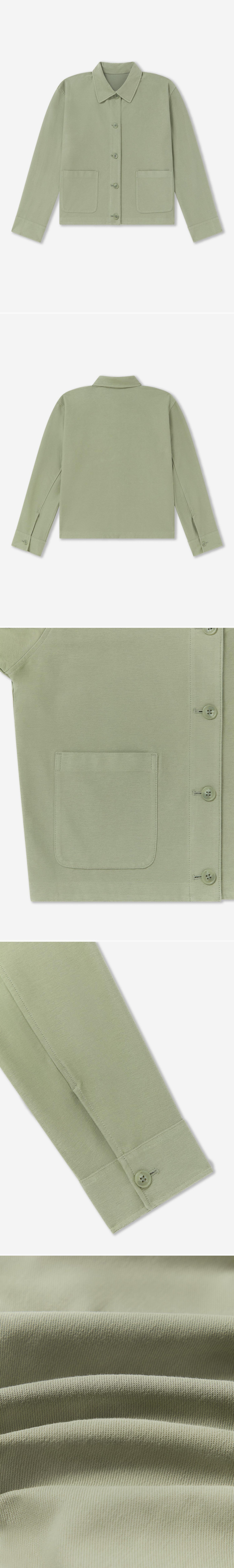 GREEN_OVERSHIRT - Flat Lay - 5 x Shots - Front + Back + Detail A + Detail B + Detail C