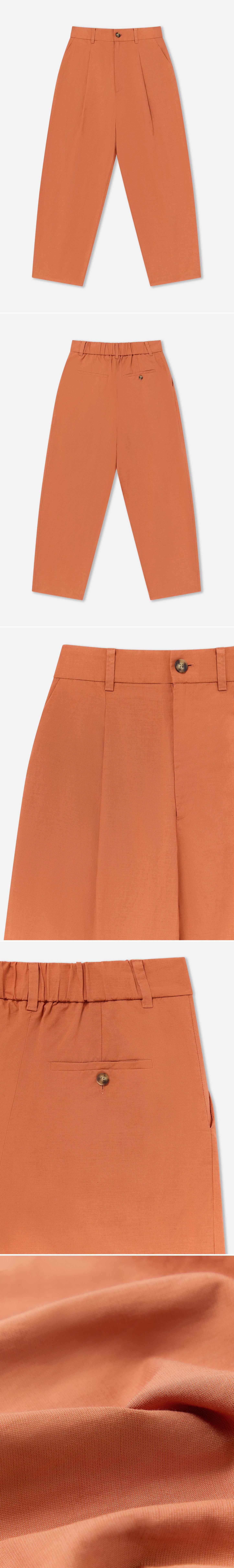 ORANGE_WIDELEG_TROUSER - Flat Lay - 5 x Shots - Front + Back + Detail A + Detail B + Detail C