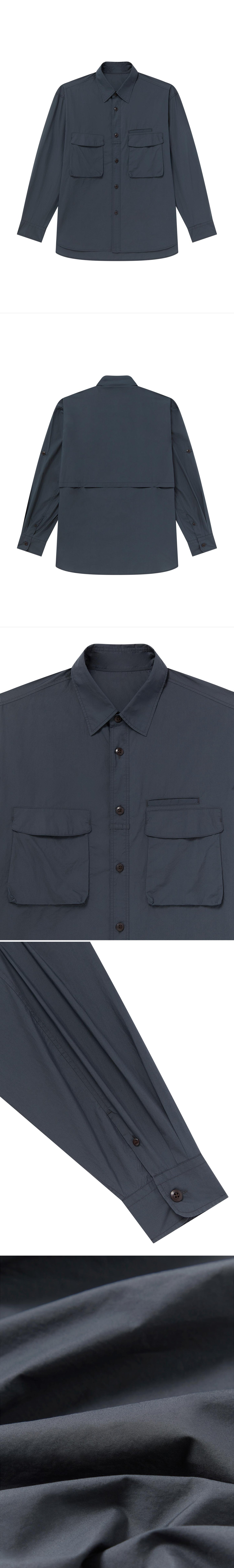 POCKET_SHIRT - Flat Lay - 5 x Shots - Front + Back + Detail A + Detail B + Detail C