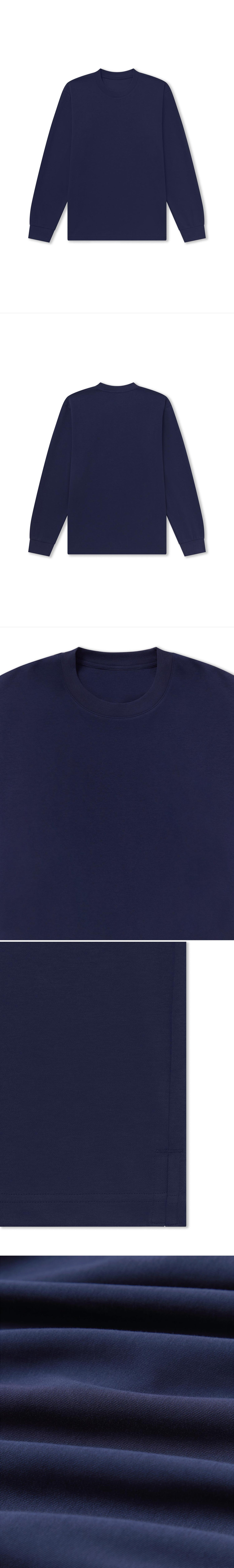 LS_NAVY_TEE - Flat Lay - 5 x Shots - Front + Back + Detail A + Detail B + Detail C
